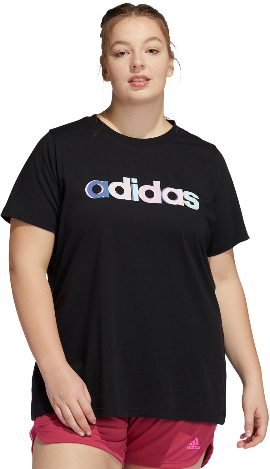 adidas Women's Linear Multicolor Plus Size Graphic T-shirt
