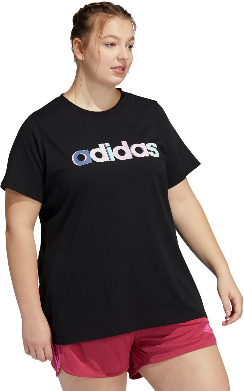 adidas Women's Linear Multicolor Plus Size Graphic T-shirt - view number 3