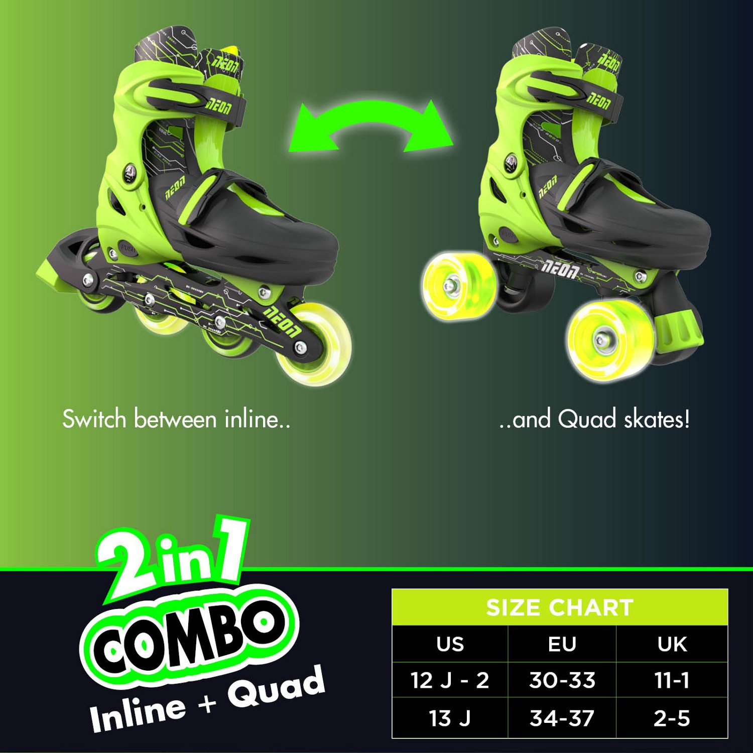 Yvolution Boys' 2-in-1 Combo Skates with LED Wheels                                                                              - view number 5