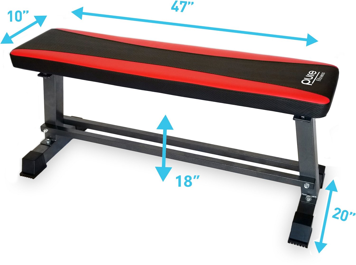 Pure Fitness Flat Bench with Dumbbell Rack