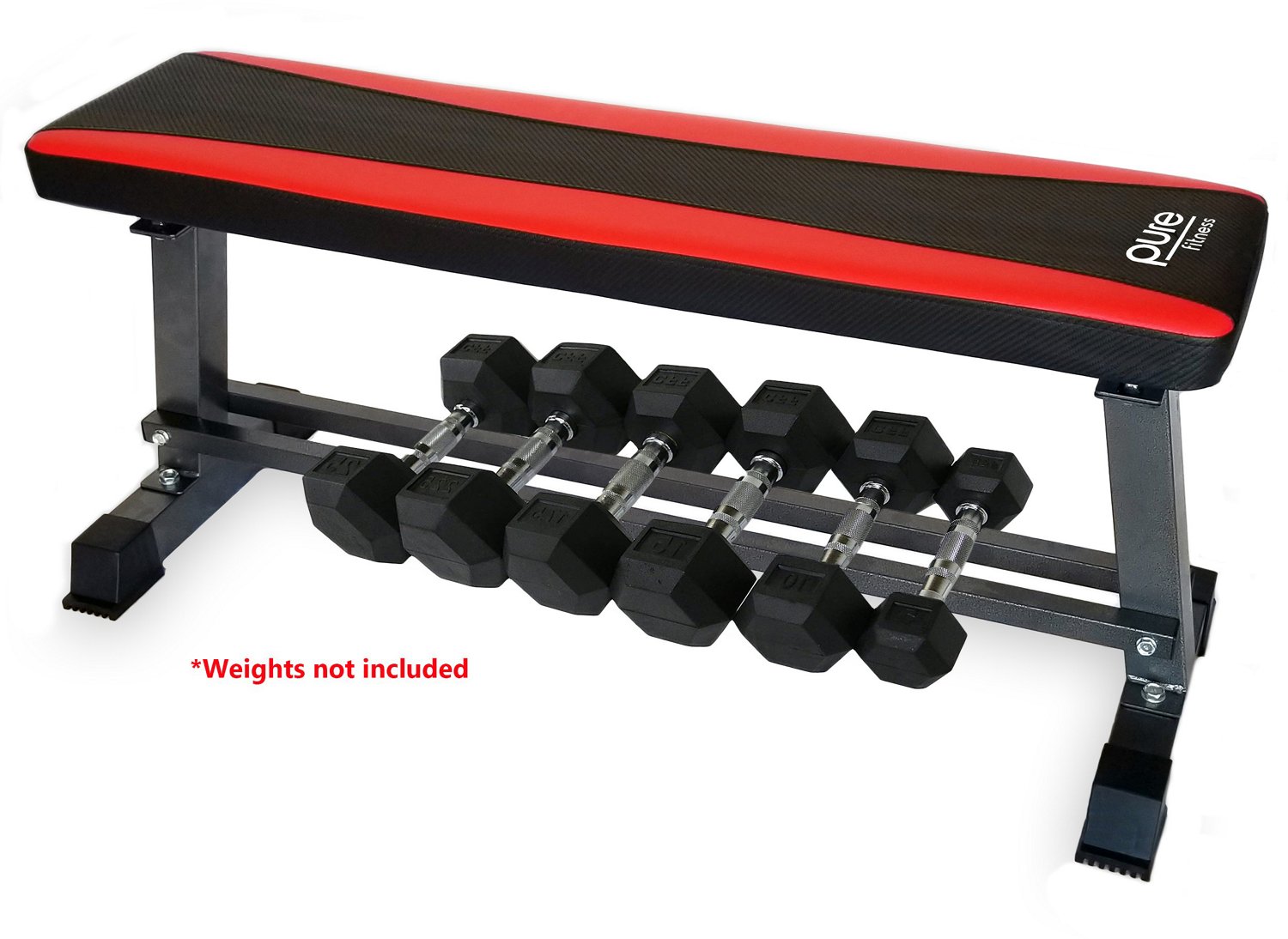 Pure Fitness Flat Bench with Dumbbell Rack                                                                                       - view number 4