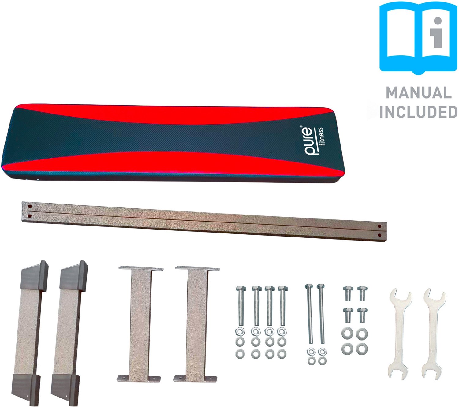 Pure Fitness Flat Bench with Dumbbell Rack