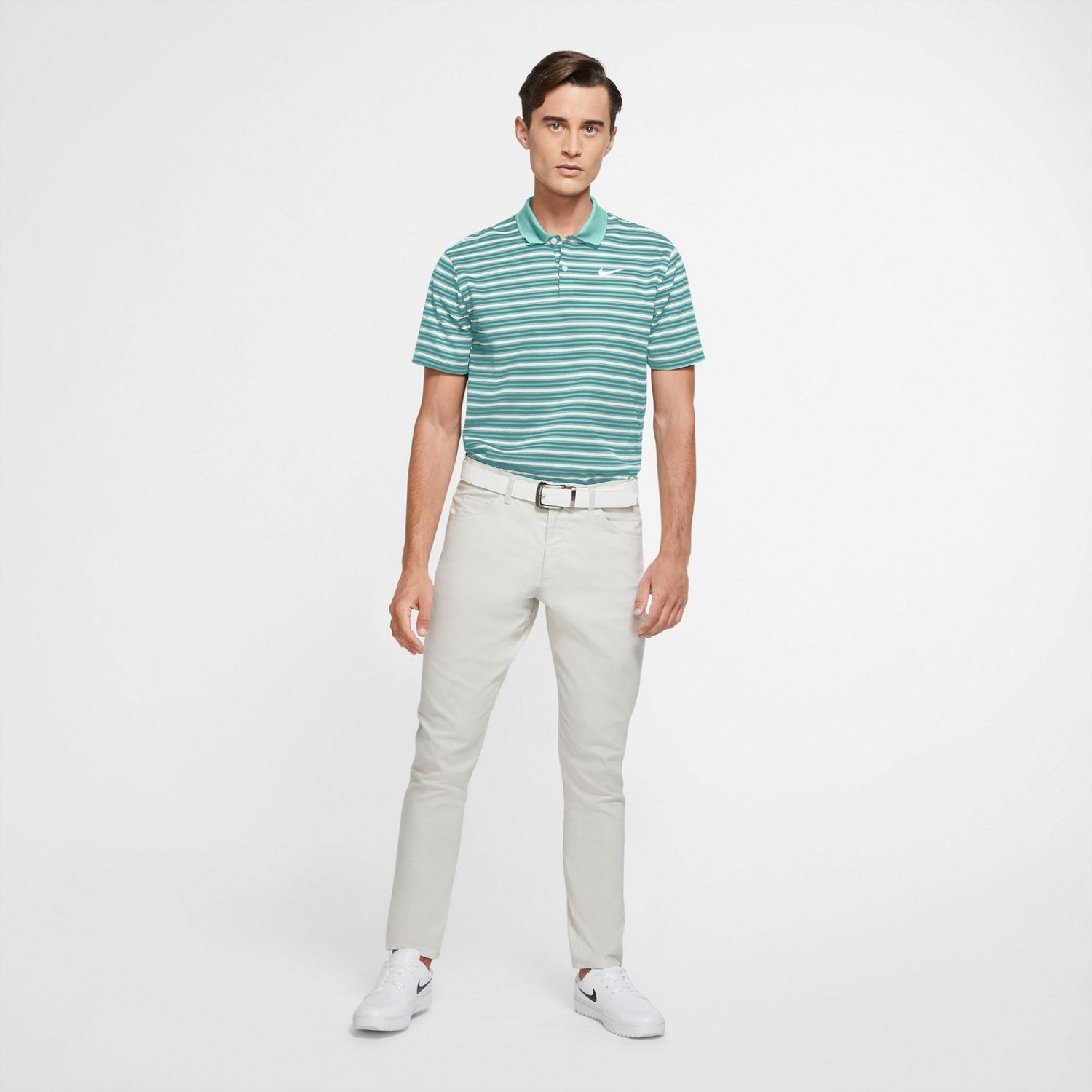 Nike Men's DriFIT Victory Stripe Golf Polo Shirt Academy