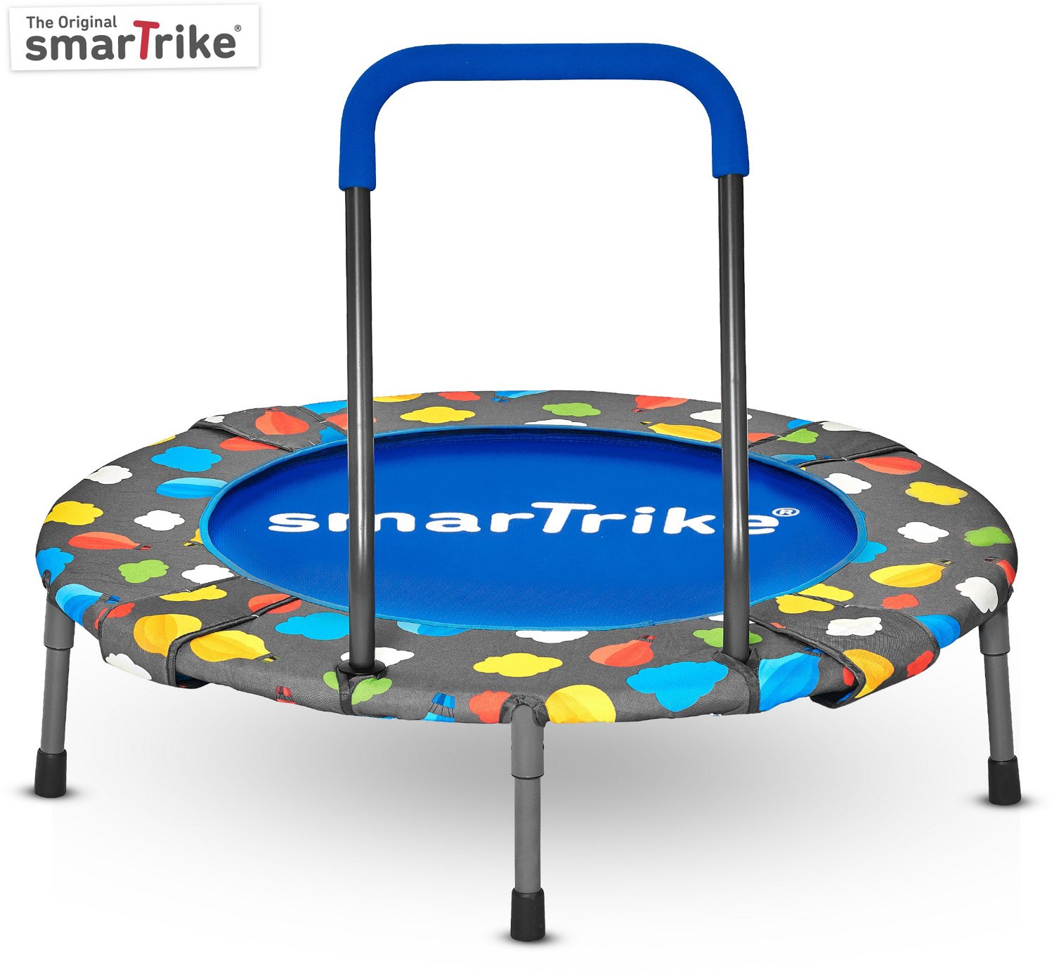 The SmarTrike 2-in-1 Folding Trampoline on a white backdrop.