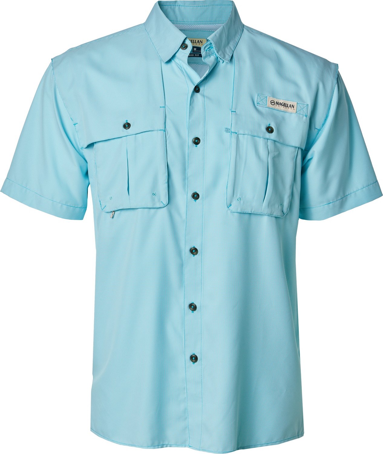Magellan Outdoors Men s Aransas Pass Mini Check Short Sleeve Shirt Academy