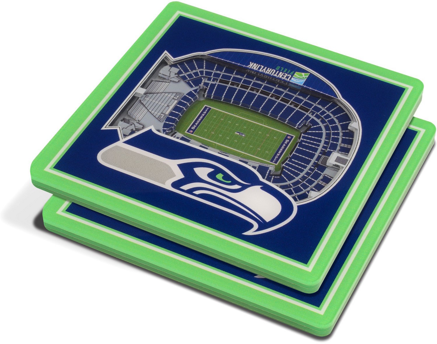 YouTheFan Seattle Seahawks 3-D Stadium Views 2-Piece Coaster Set                                                                 - view number 1