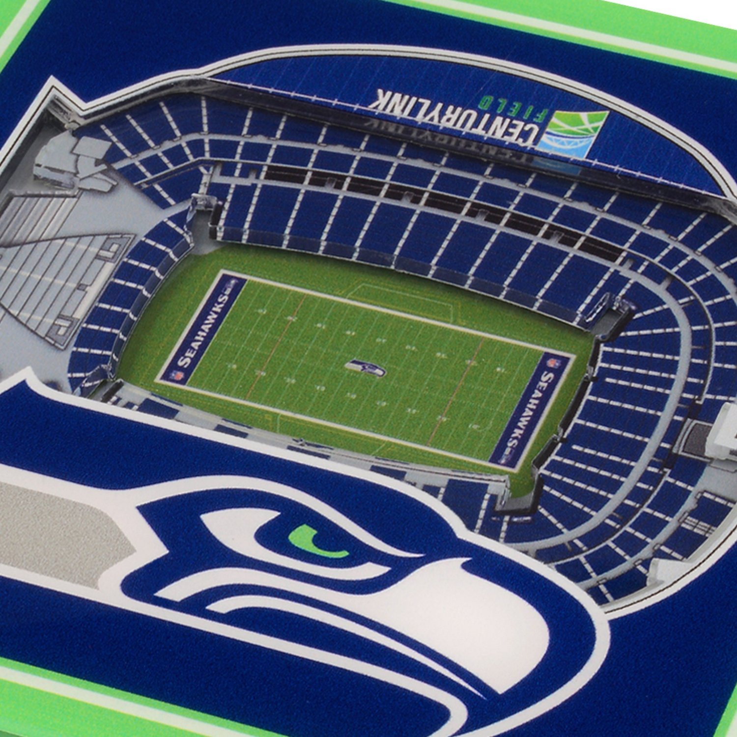 YouTheFan Seattle Seahawks 3-D Stadium Views 2-Piece Coaster Set                                                                 - view number 2