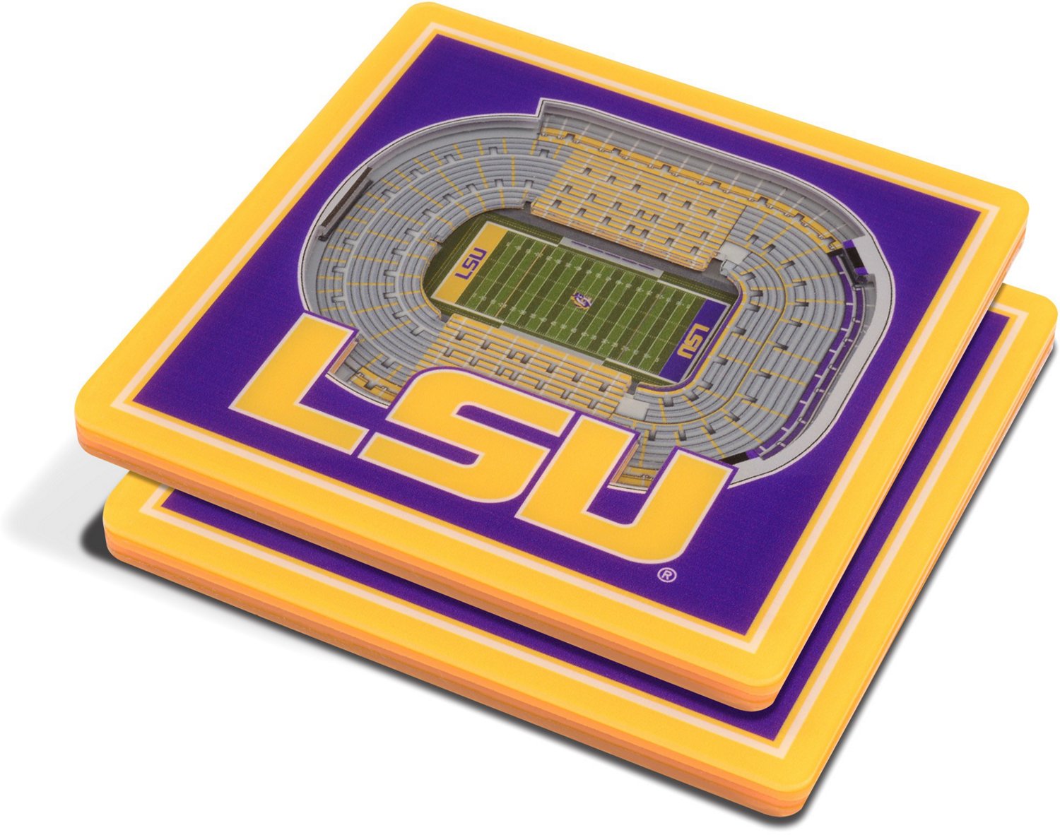 YouTheFan Louisiana State University 3-D StadiumViews 2-Piece Coaster Set