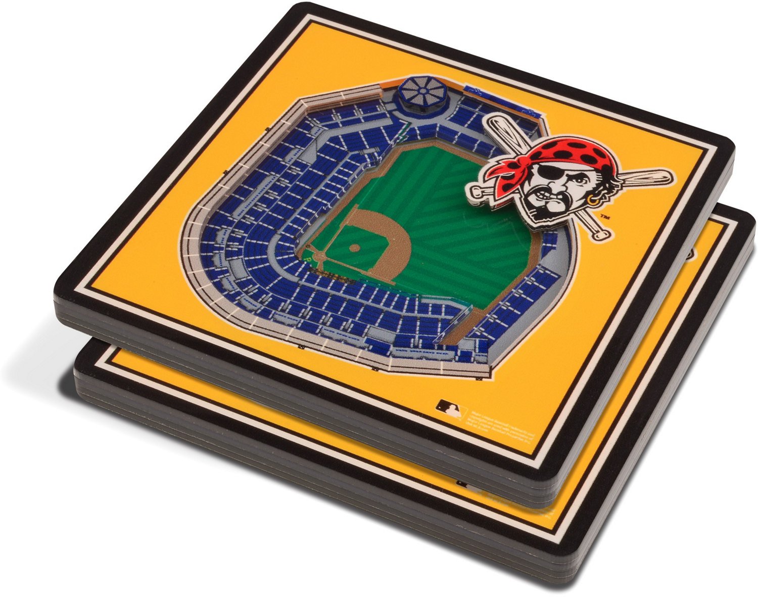 YouTheFan Pittsburgh Pirates 3-D Stadium Views 2-Piece Coaster Set