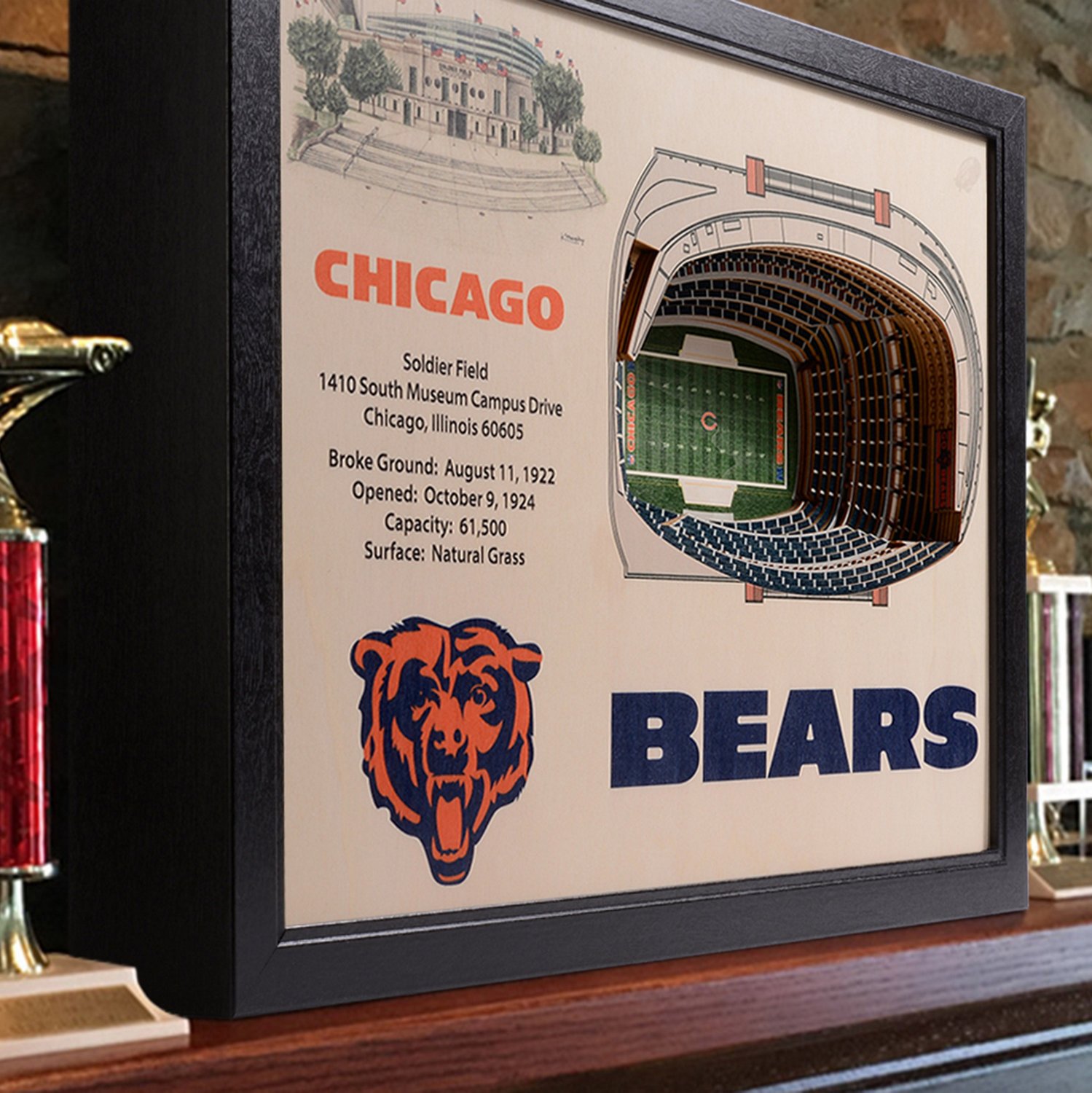 YouTheFan Chicago Bears Soldier Field 3-D Stadium Banner                                                                         - view number 2