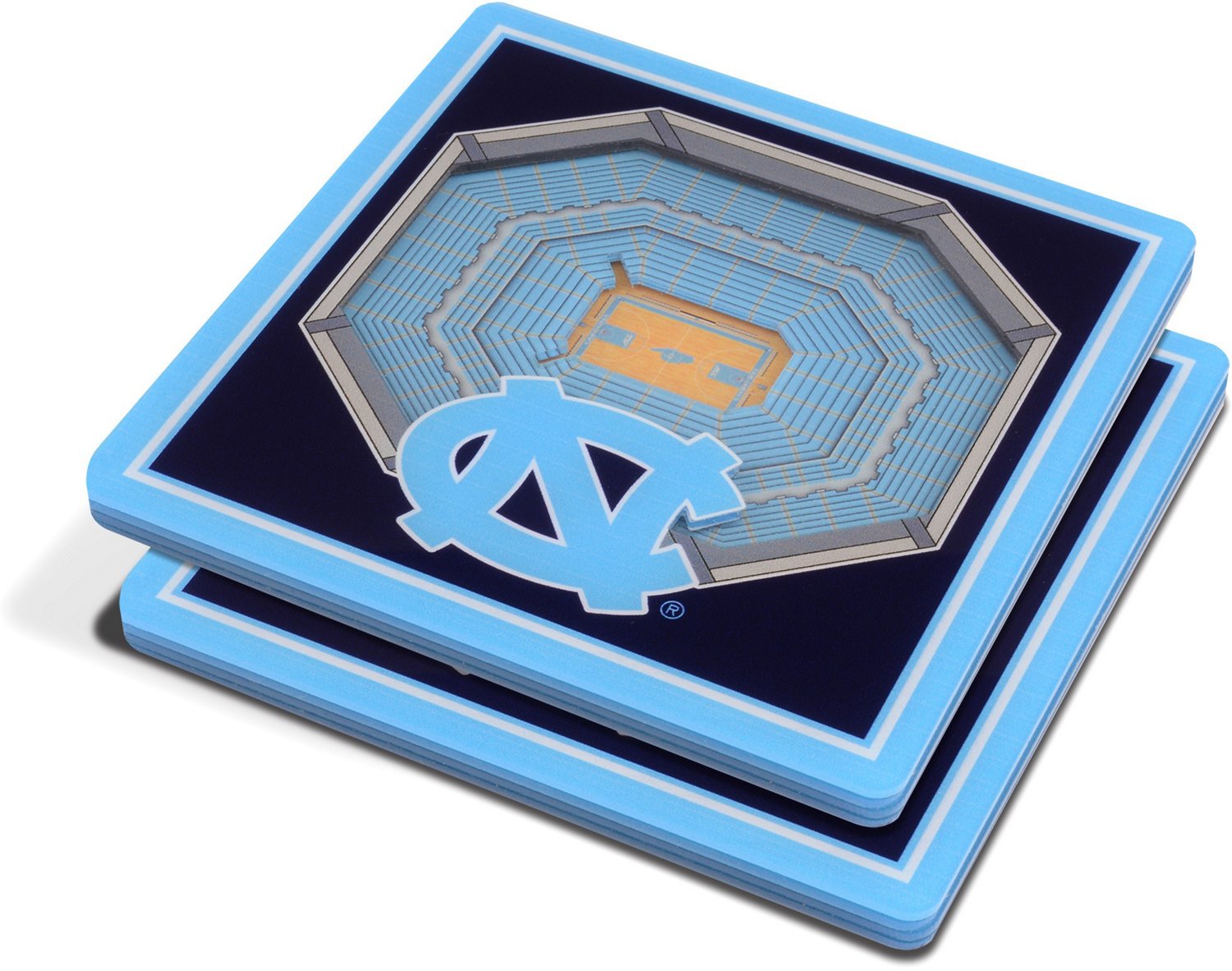 YouTheFan University of North Carolina 3-D Stadium Views 2-Piece Coaster Set