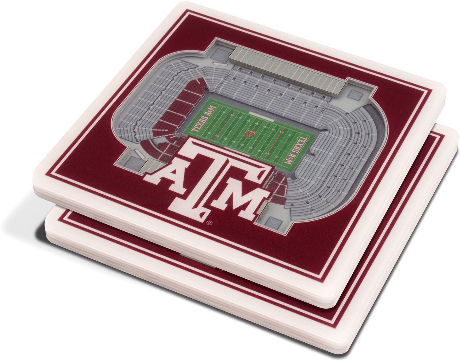YouTheFan Texas A&M University 3-D Stadium Views 2-Piece Coaster Set