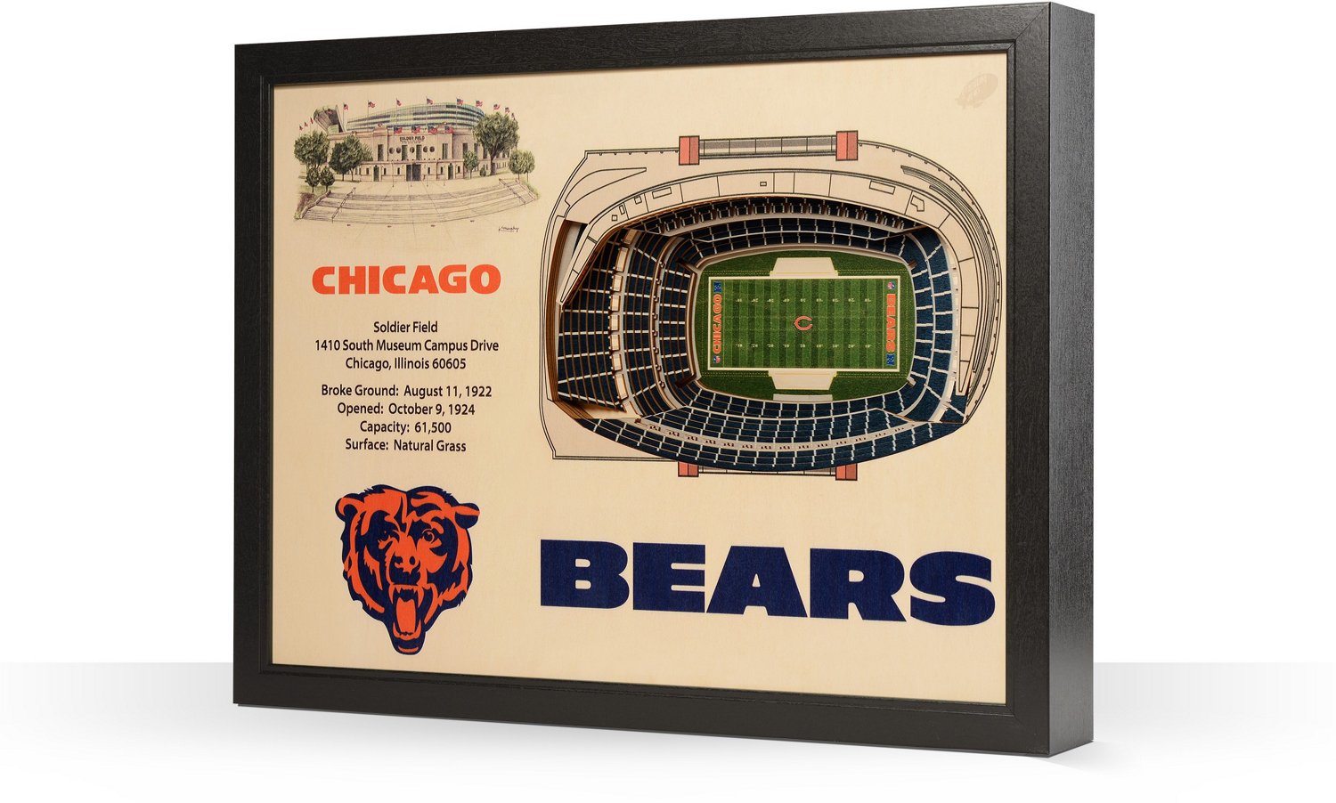 YouTheFan Chicago Bears Soldier Field 3-D Stadium Banner                                                                         - view number 1