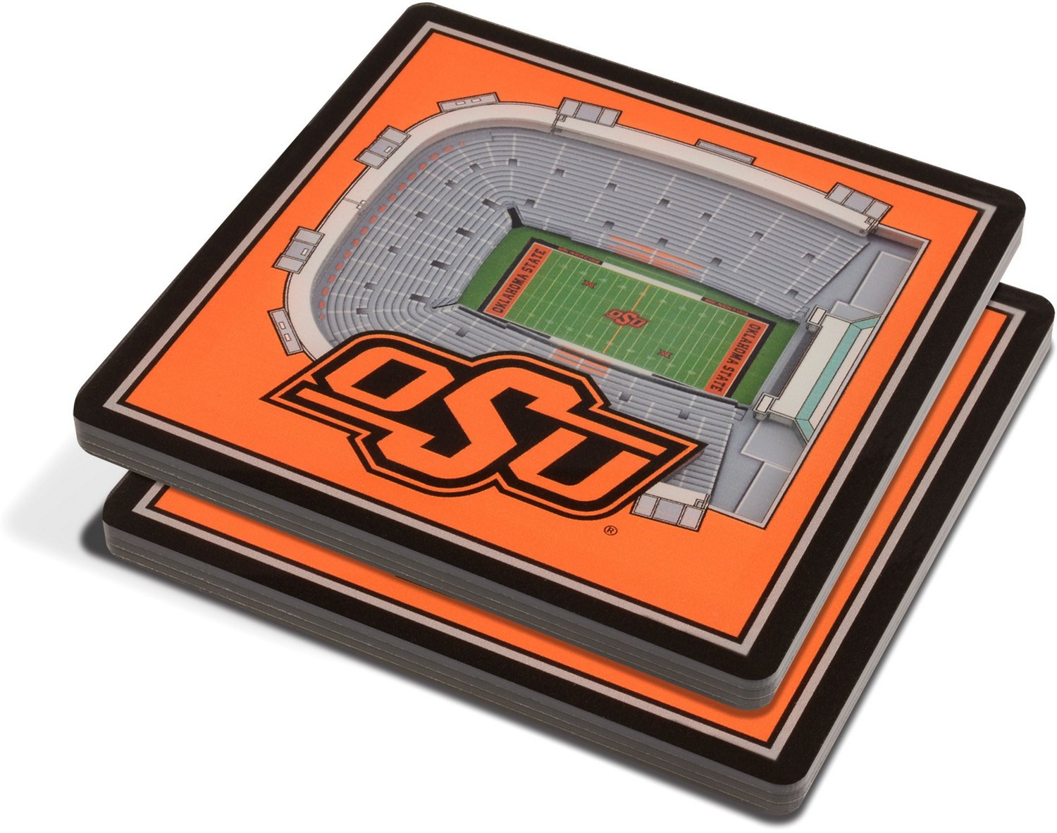 YouTheFan Oklahoma State University 3-D StadiumViews 2-Piece Coaster Set