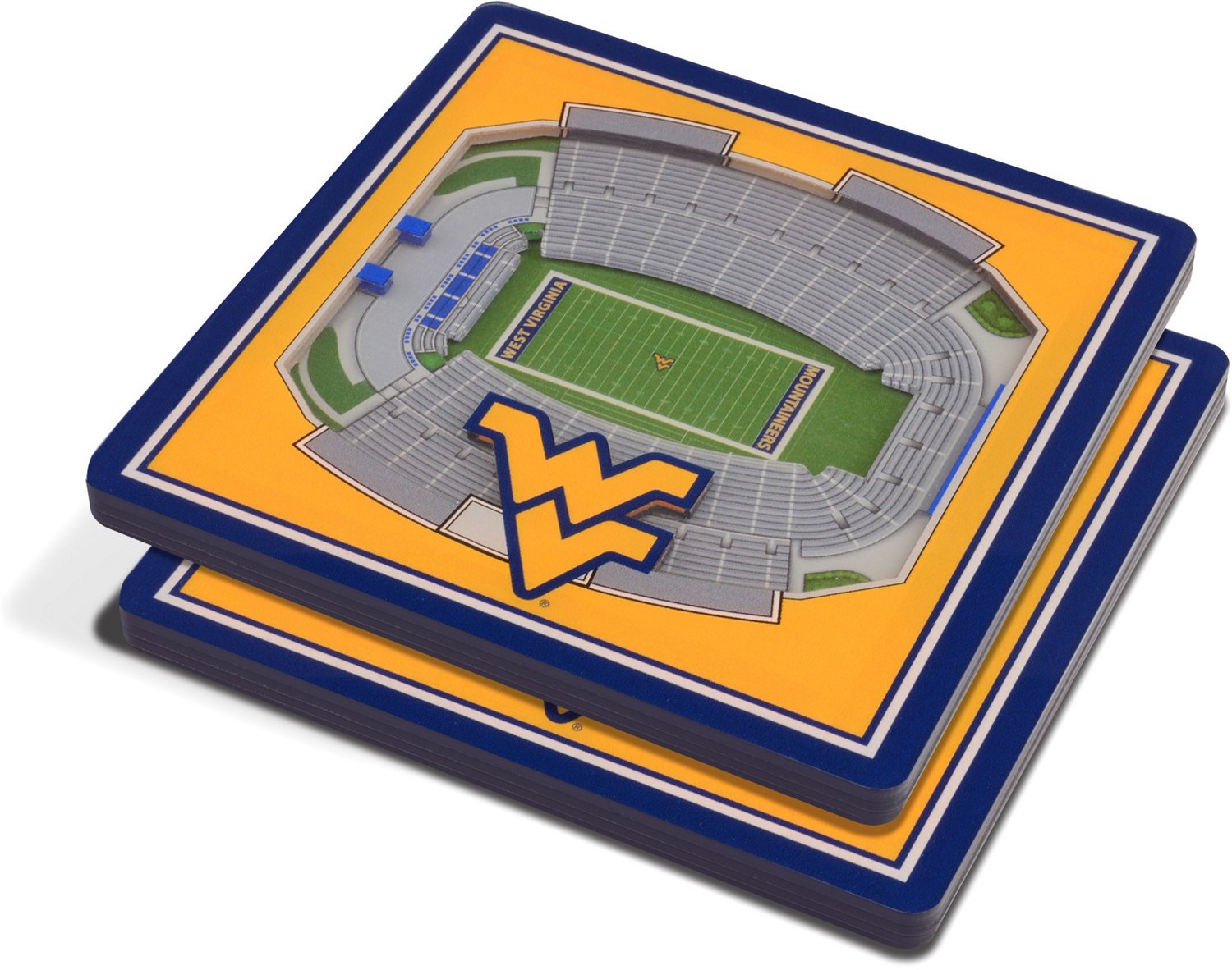 YouTheFan West Virginia University 3-D Stadium Views 2-Piece Coaster Set