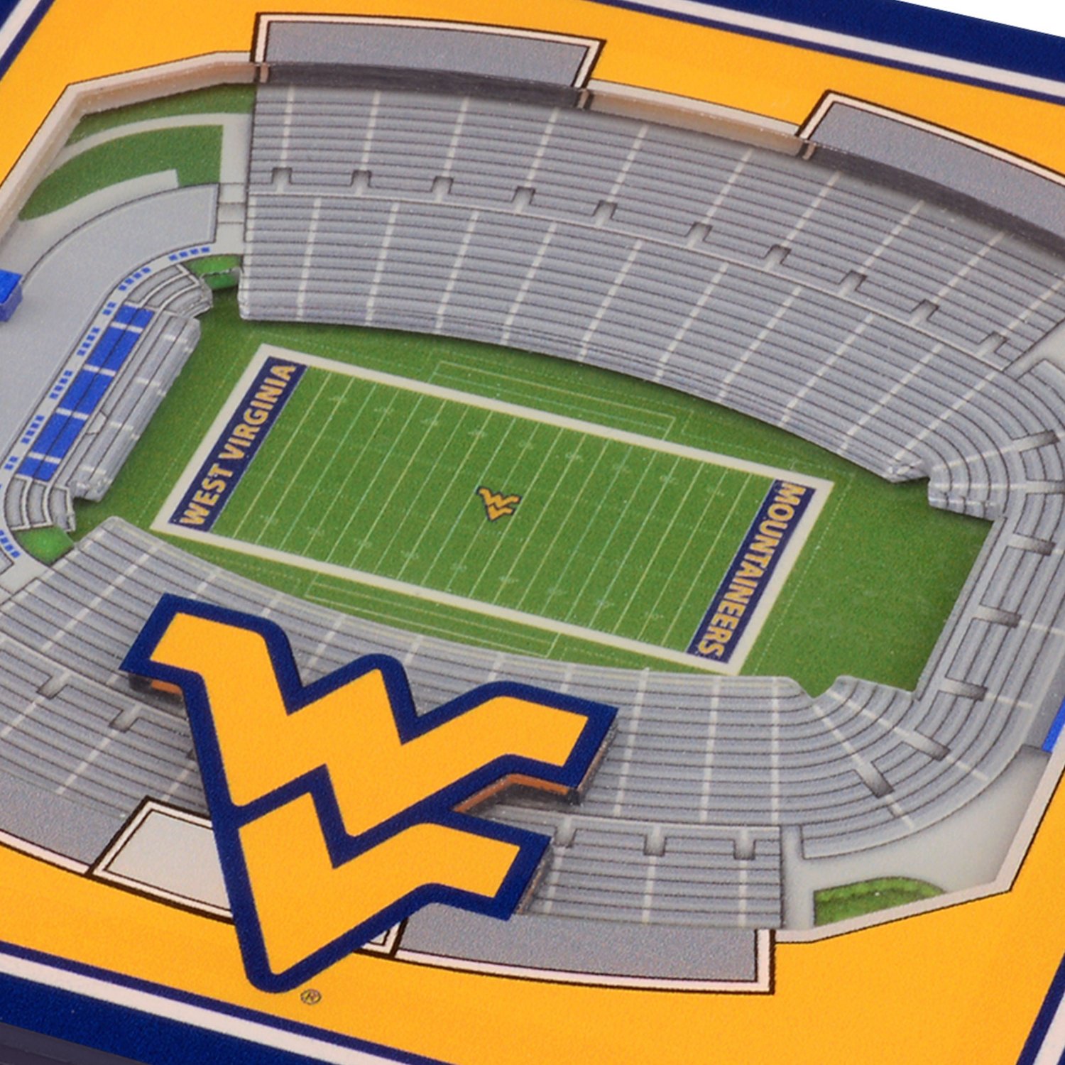 YouTheFan West Virginia University 3-D Stadium Views 2-Piece Coaster Set