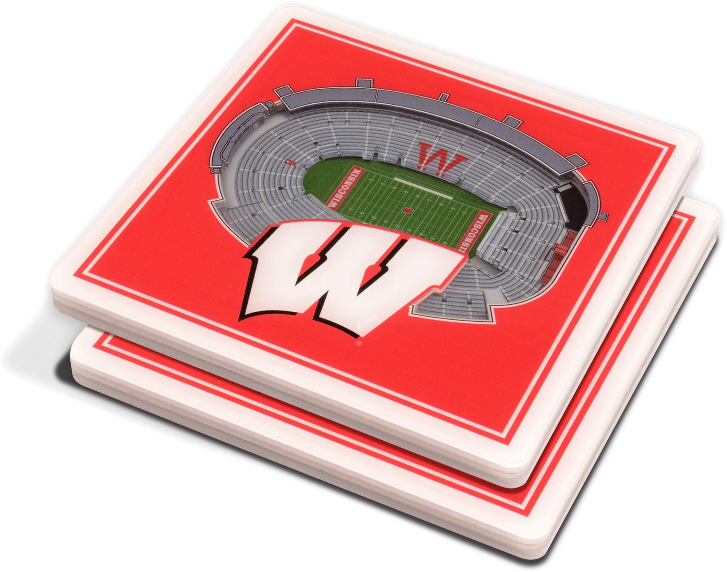 YouTheFan University of Wisconsin 3-D Stadium Views 2-Piece Coaster Set