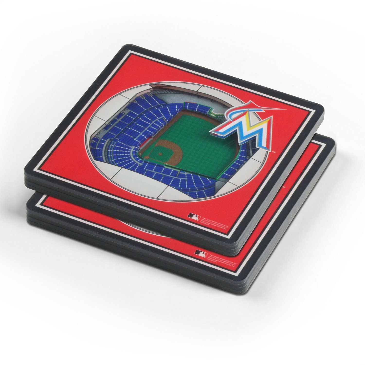 YouTheFan Miami Marlins 3-D StadiumViews 2-Piece Coaster Set