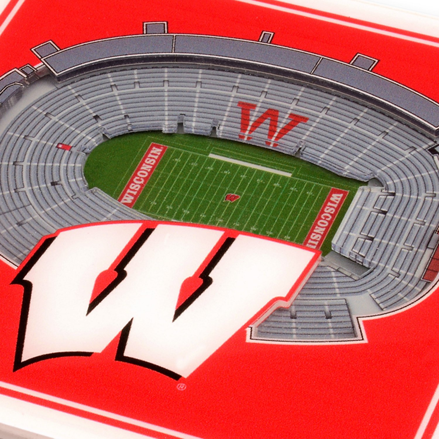 YouTheFan University of Wisconsin 3-D Stadium Views 2-Piece Coaster Set