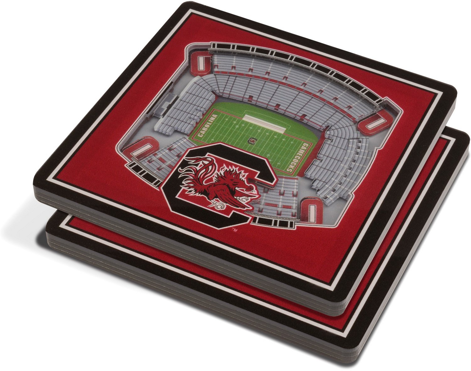 YouTheFan University of South Carolina 3-D Stadium Views 2-Piece Coaster Set