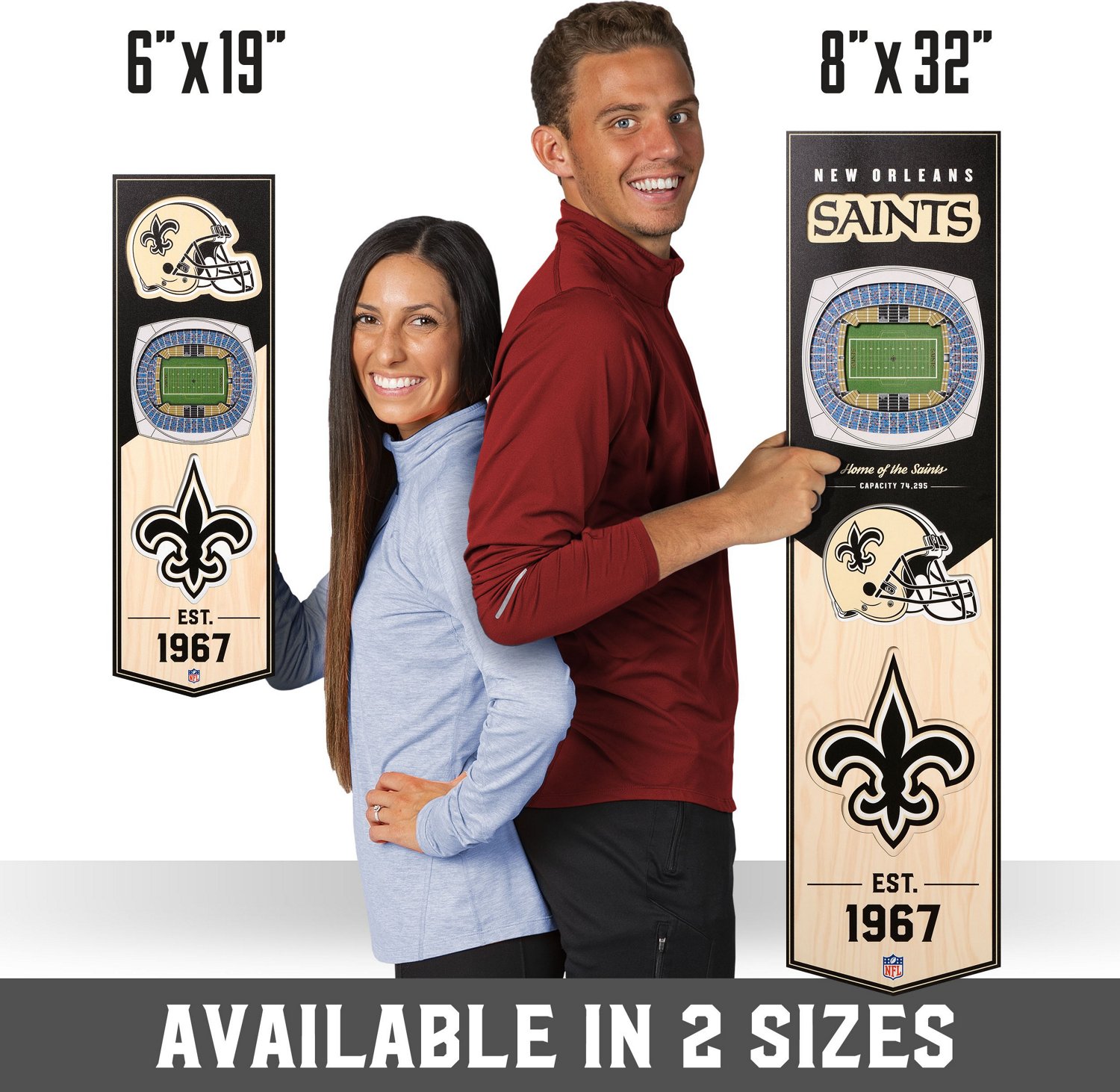 YouTheFan New Orleans Saints 8 x 32 in 3-D Stadium Banner                                                                        - view number 7