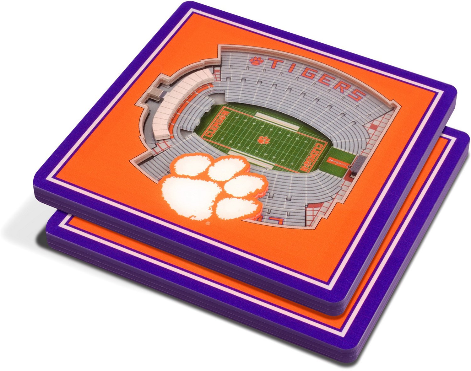 YouTheFan Clemson University 3-D StadiumViews Coasters 2-Pack