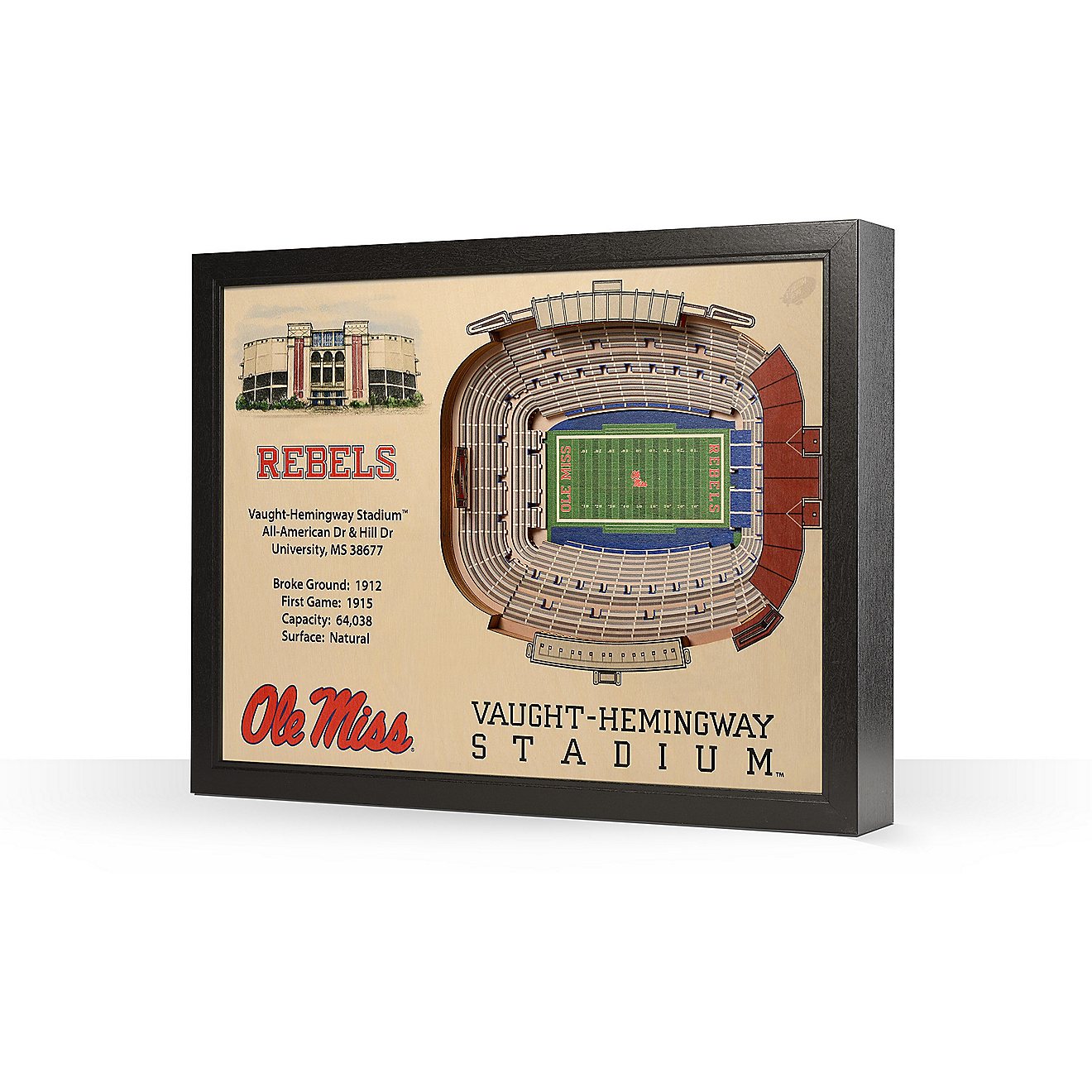 YouTheFan University of Mississippi 25-Layer StadiumViews 3-D Wall Art                                                           - view number 1