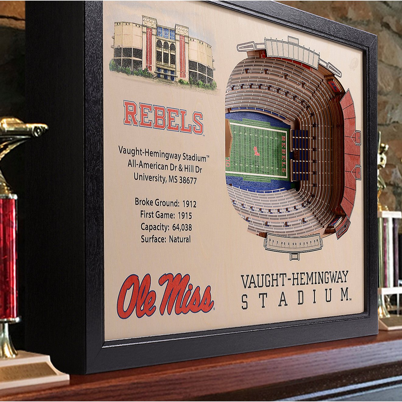 YouTheFan University of Mississippi 25-Layer StadiumViews 3-D Wall Art                                                           - view number 2