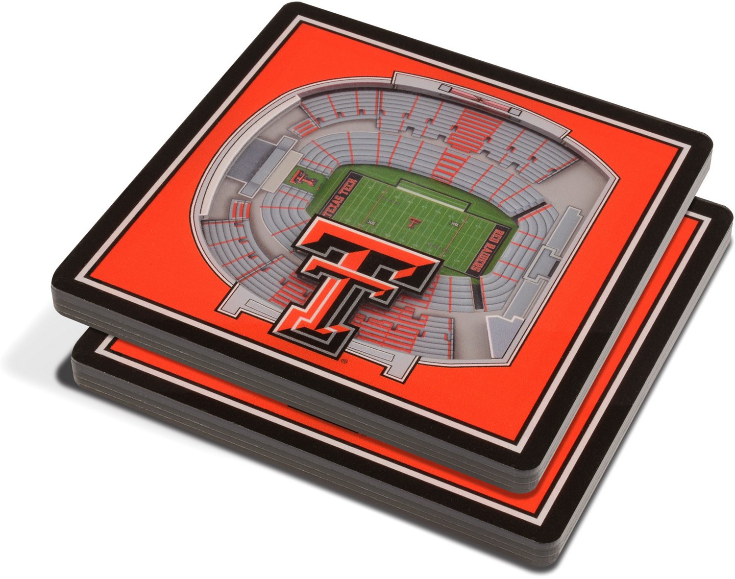 YouTheFan Texas Tech University 3-D Stadium Views 2-Pack Coaster Set
