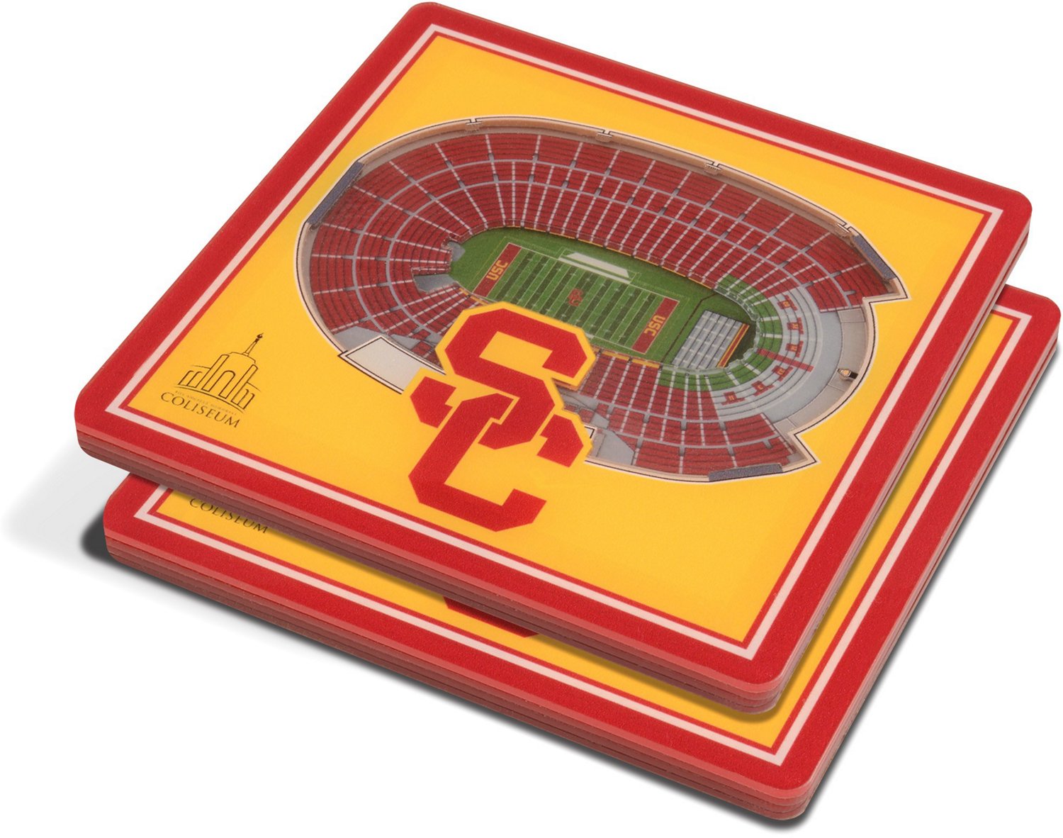 YouTheFan University of Southern California 3-D Stadium Views 2-Piece Coaster Set