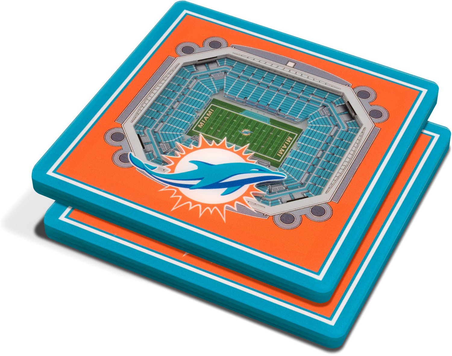 YouTheFan Miami Dolphins 3-D StadiumViews Coasters 2-Pack