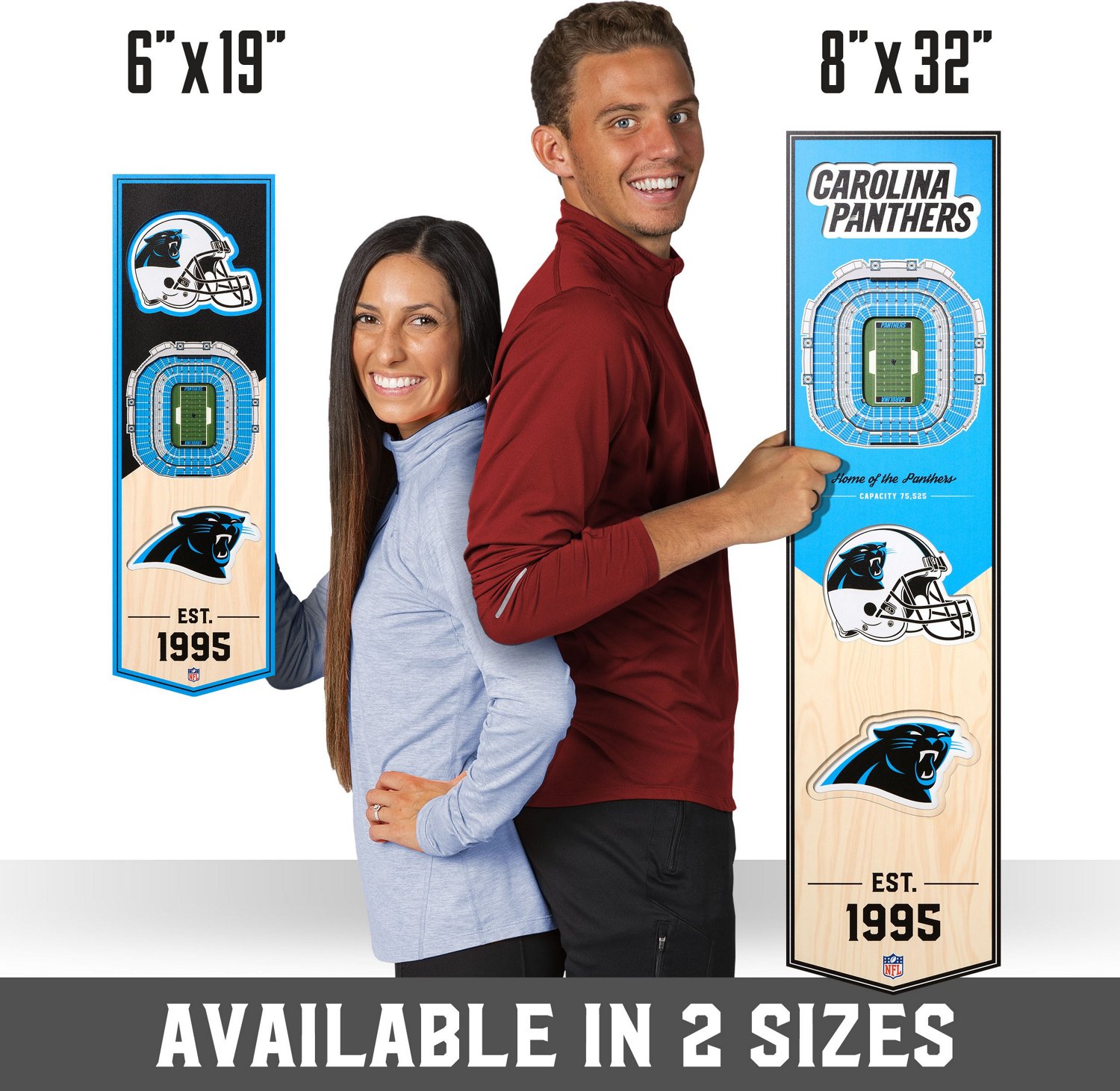 YouTheFan Carolina Panthers 8 in x 32 in 3-D Stadium Banner                                                                      - view number 7