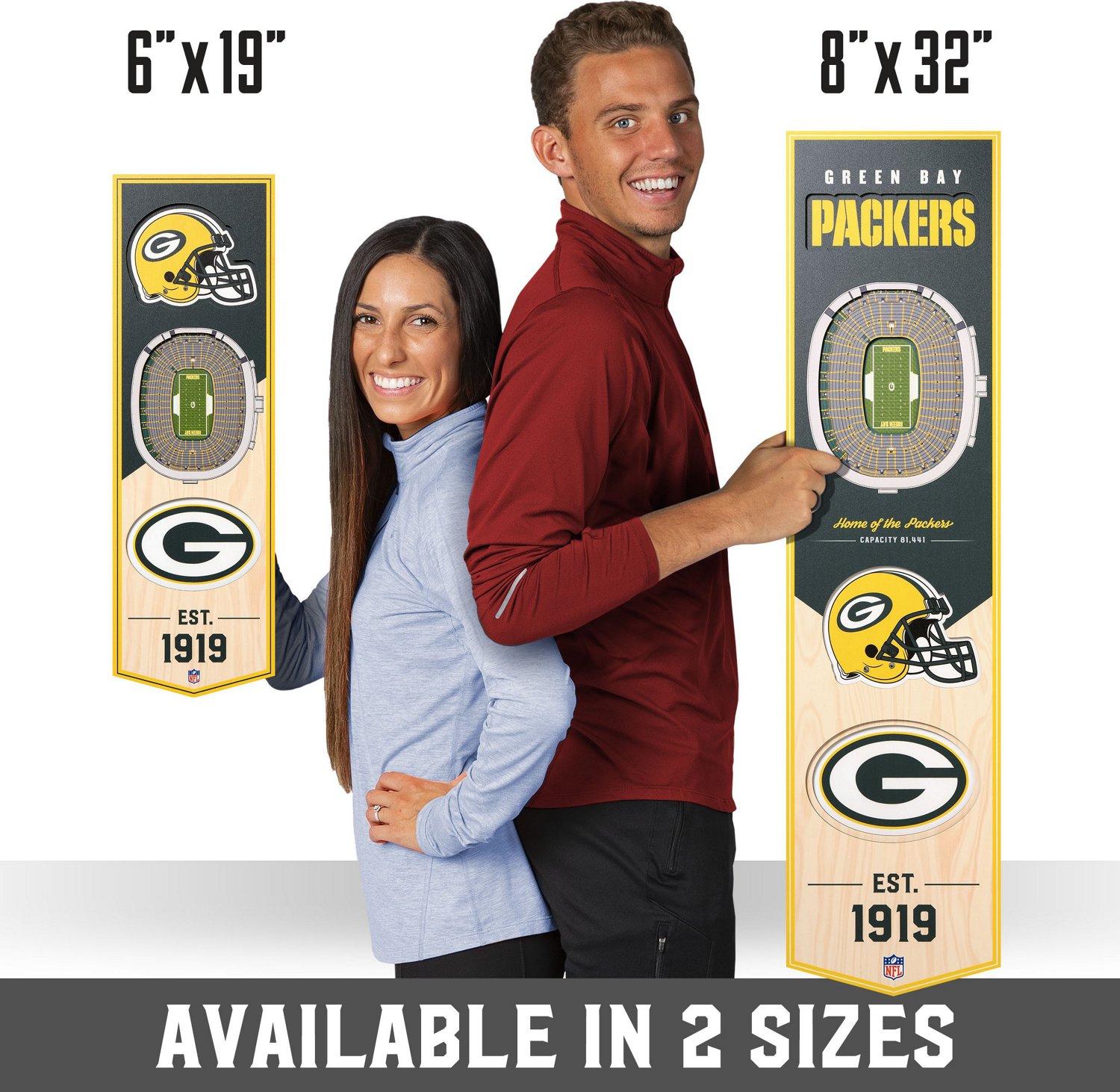 YouTheFan Green Bay Packers 8 in x 32 in 3-D Stadium Banner                                                                      - view number 7