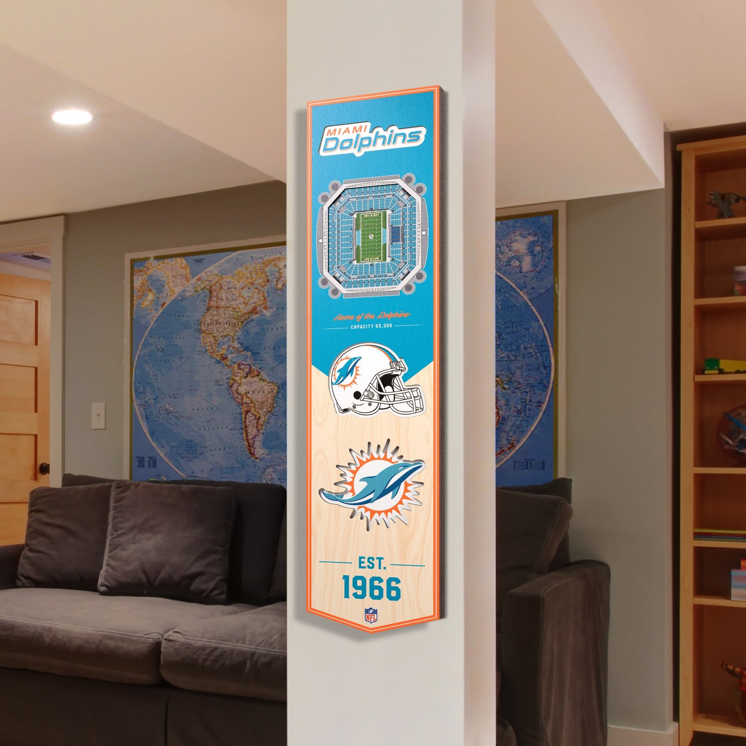 YouTheFan Miami Dolphins 8" x 32" 3-D Stadium Banner                                                                             - view number 2
