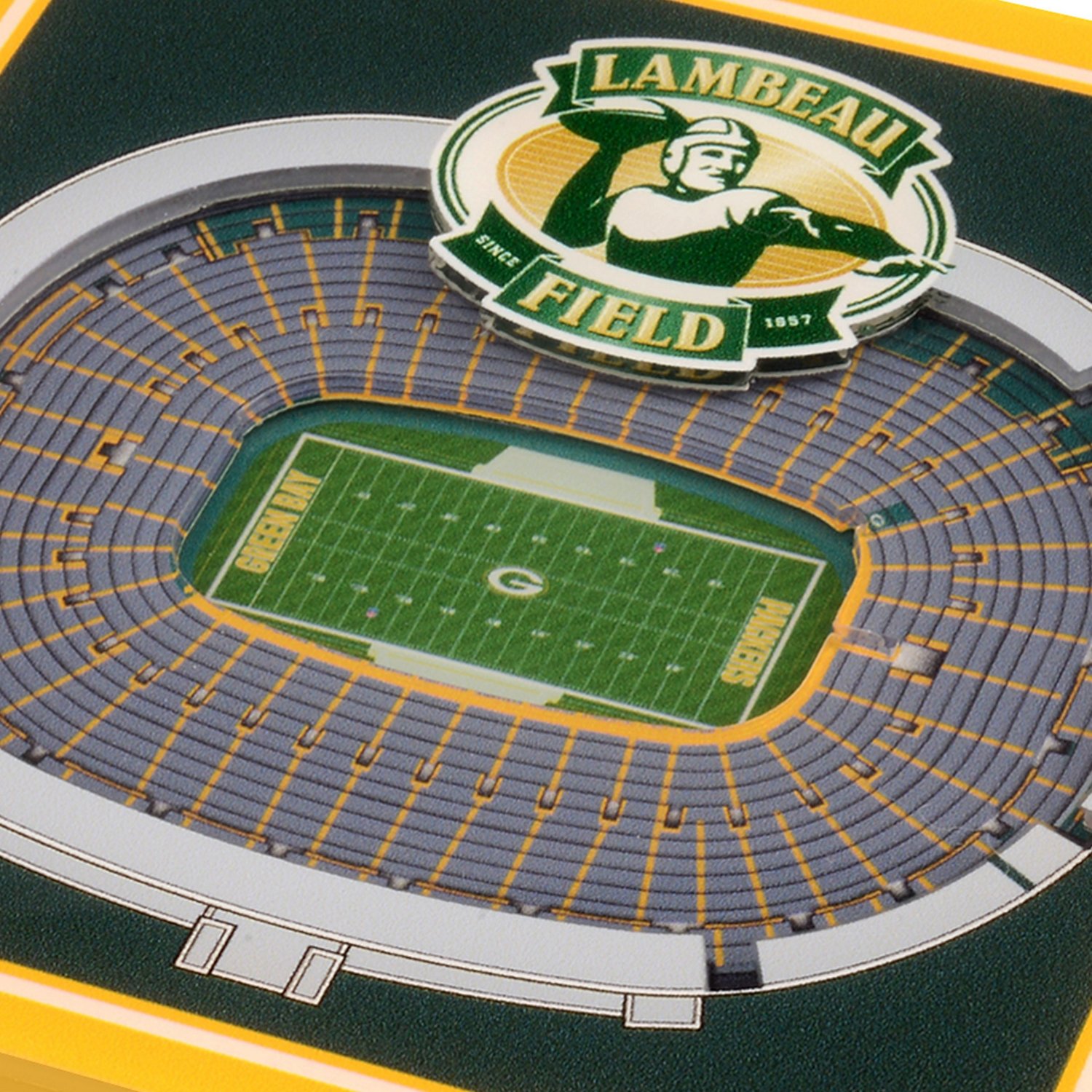 YouTheFan Green Bay Packers 3-D StadiumViews 2-Piece Coaster Set