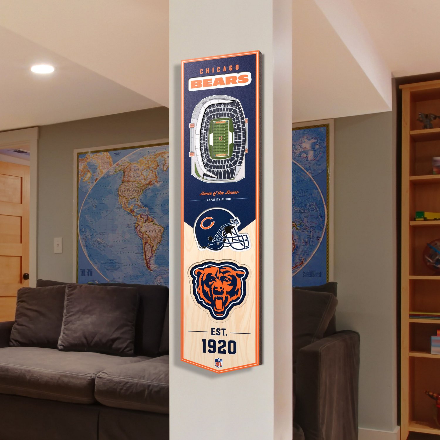 YouTheFan Chicago Bears 8" x 32" 3-D Stadium Banner                                                                              - view number 2