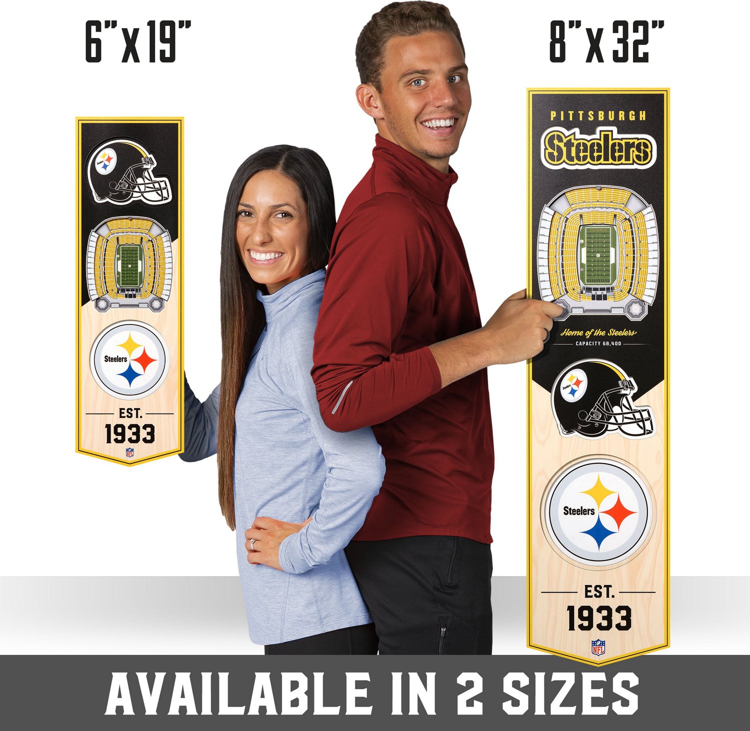 YouTheFan Pittsburgh Steelers 8 x 32 in 3-D Stadium Banner                                                                       - view number 7