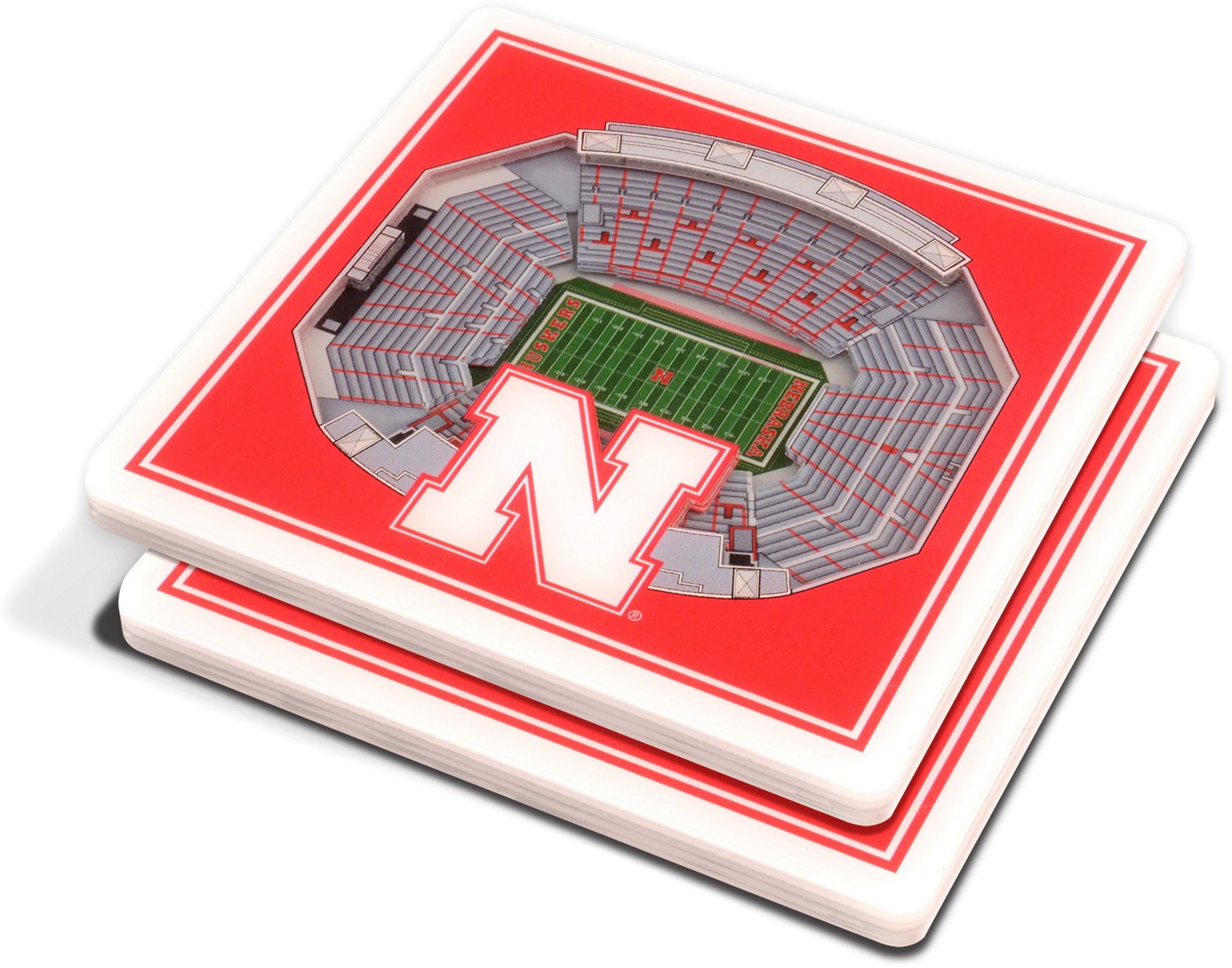 YouTheFan University of Nebraska 3-D StadiumViews 2-Piece Coaster Set