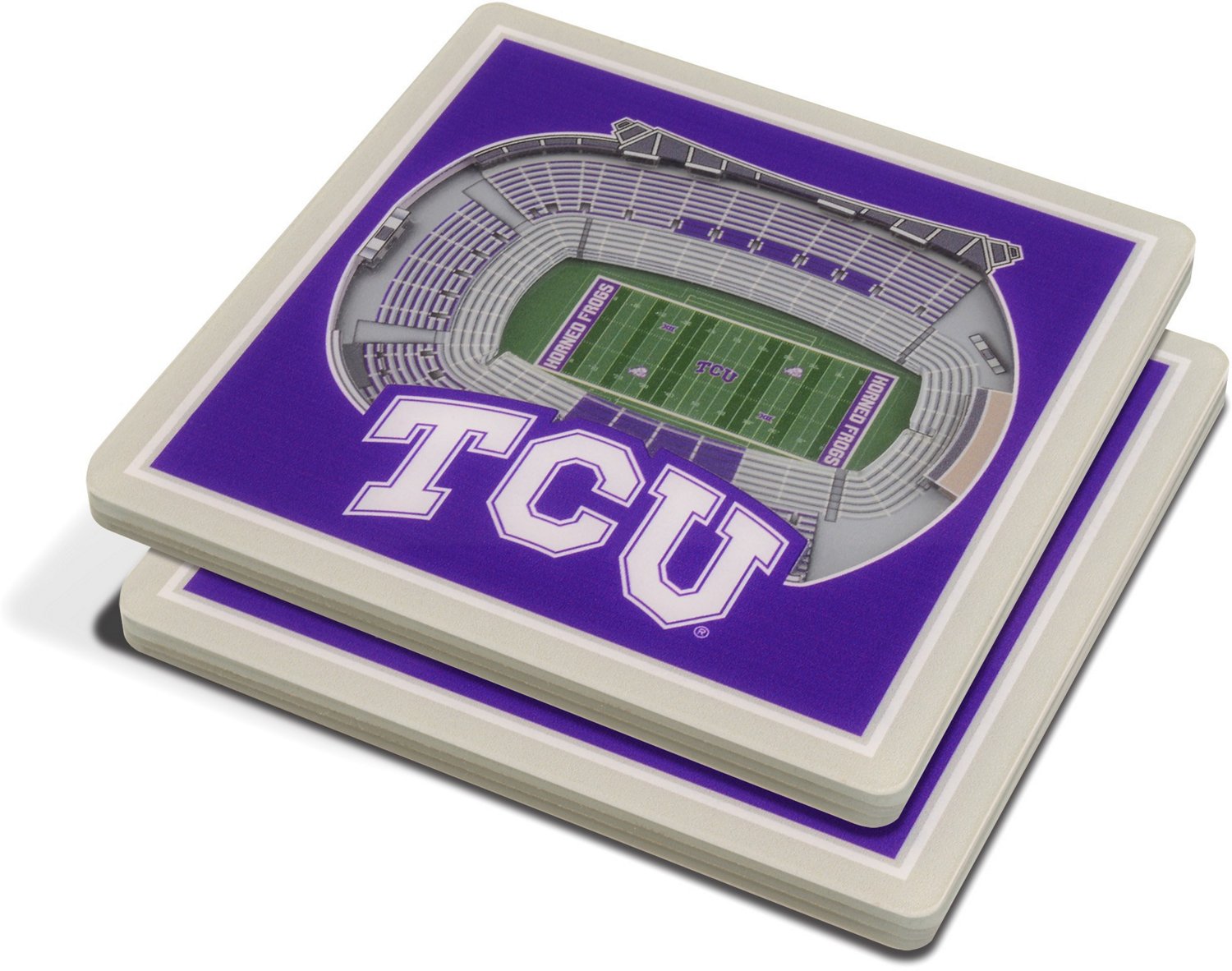 YouTheFan Texas Christian University 3-D Stadium Views 2-Piece Coaster Set