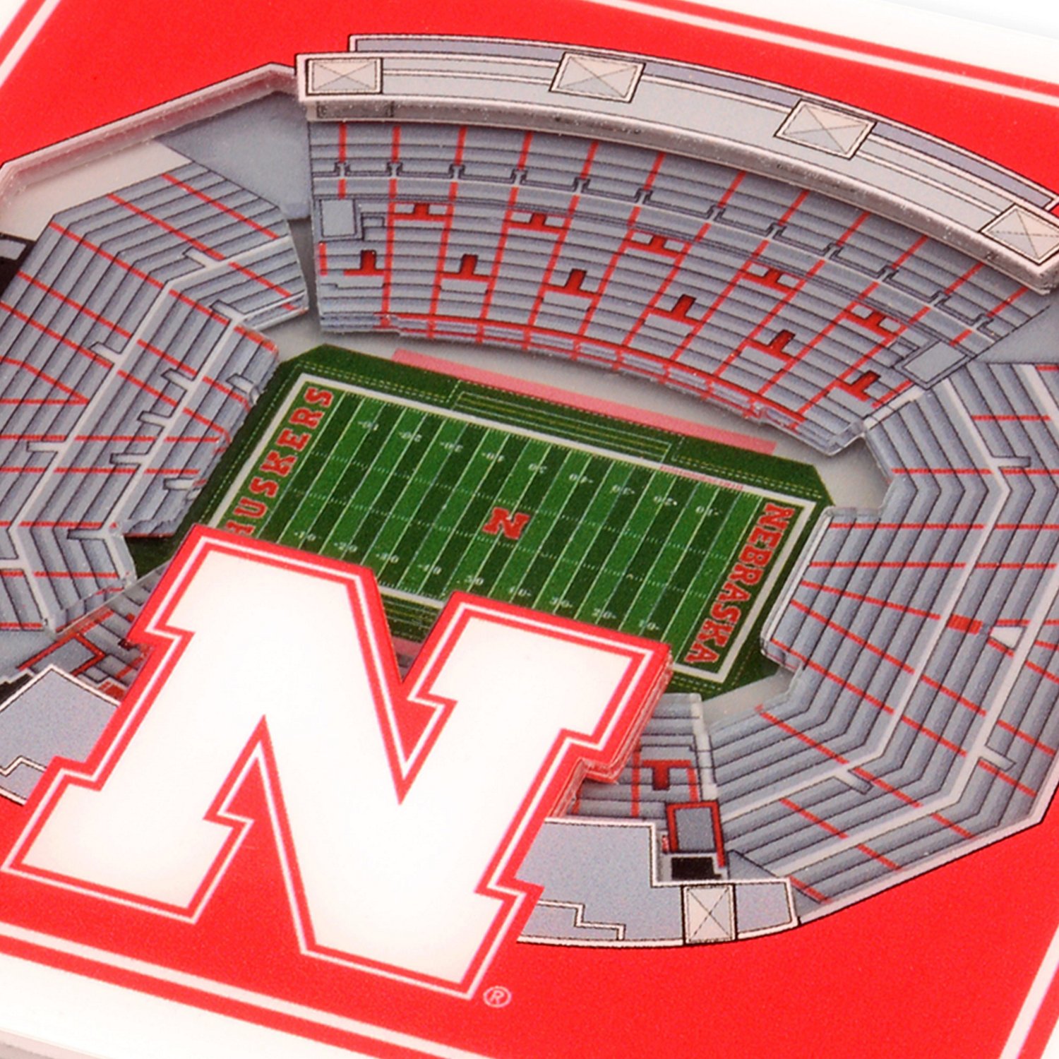 YouTheFan University of Nebraska 3-D StadiumViews 2-Piece Coaster Set