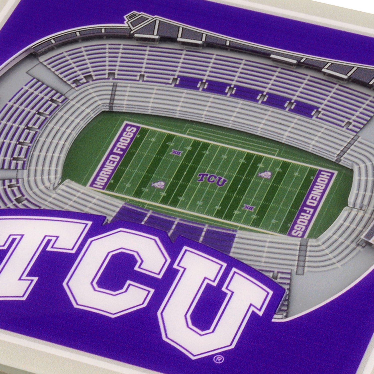 YouTheFan Texas Christian University 3-D Stadium Views 2-Piece Coaster Set
