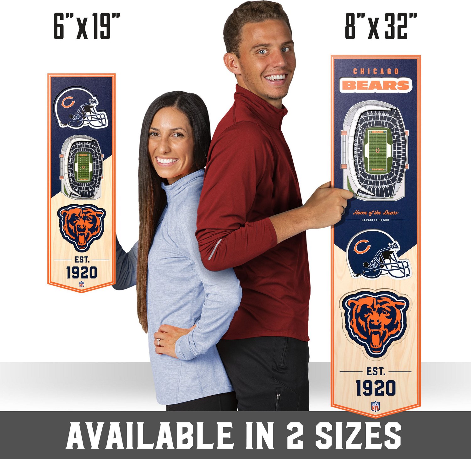 YouTheFan Chicago Bears 8" x 32" 3-D Stadium Banner                                                                              - view number 7