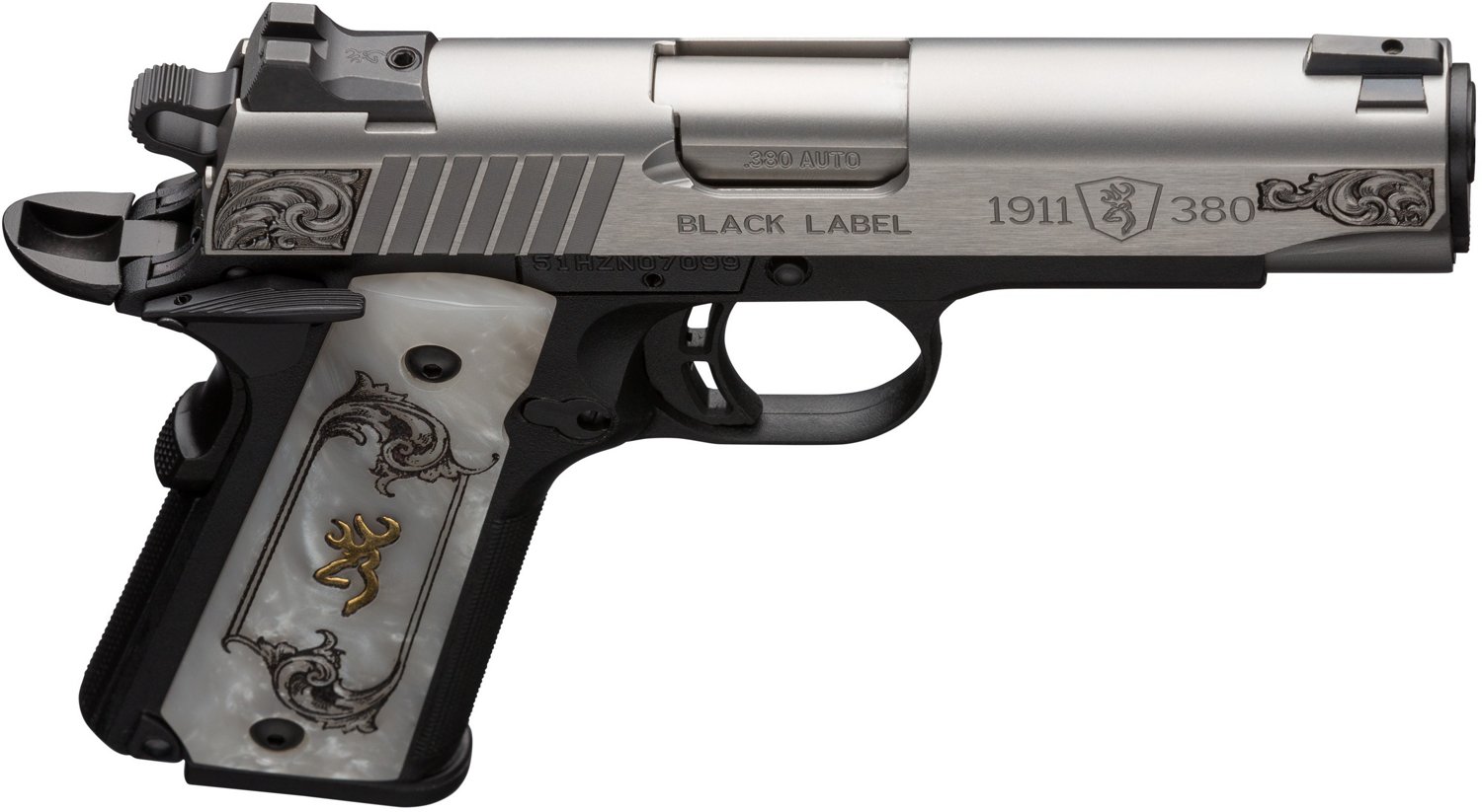 Browning 1911 380 Black Label Medallion Stainless Engraved 3dt 380 Acp Pistol Academy 0334