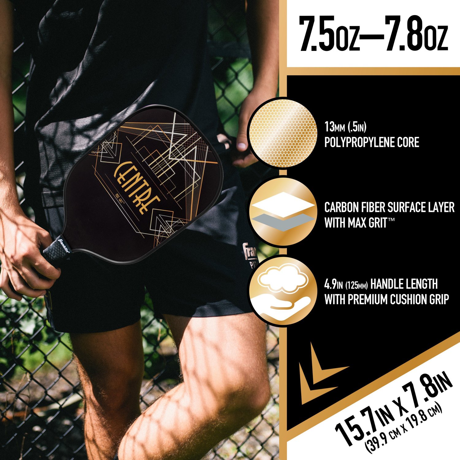 Franklin Aspen Kern Centre Carbon Fiber Pickleball Paddle                                                                        - view number 3