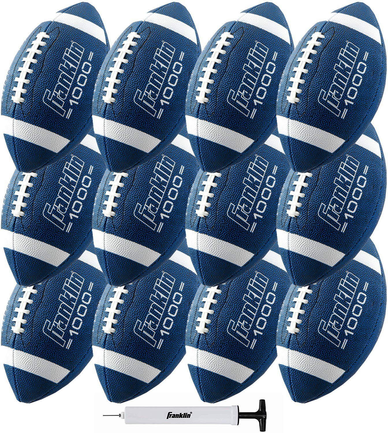 Franklin Sports Grip Rite 100 Jr Football - Blue 12pk