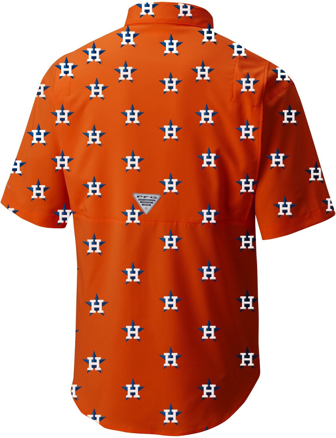 Houston Astros Columbia Short Sleeve Tamiami Button Down Shirt - Orange