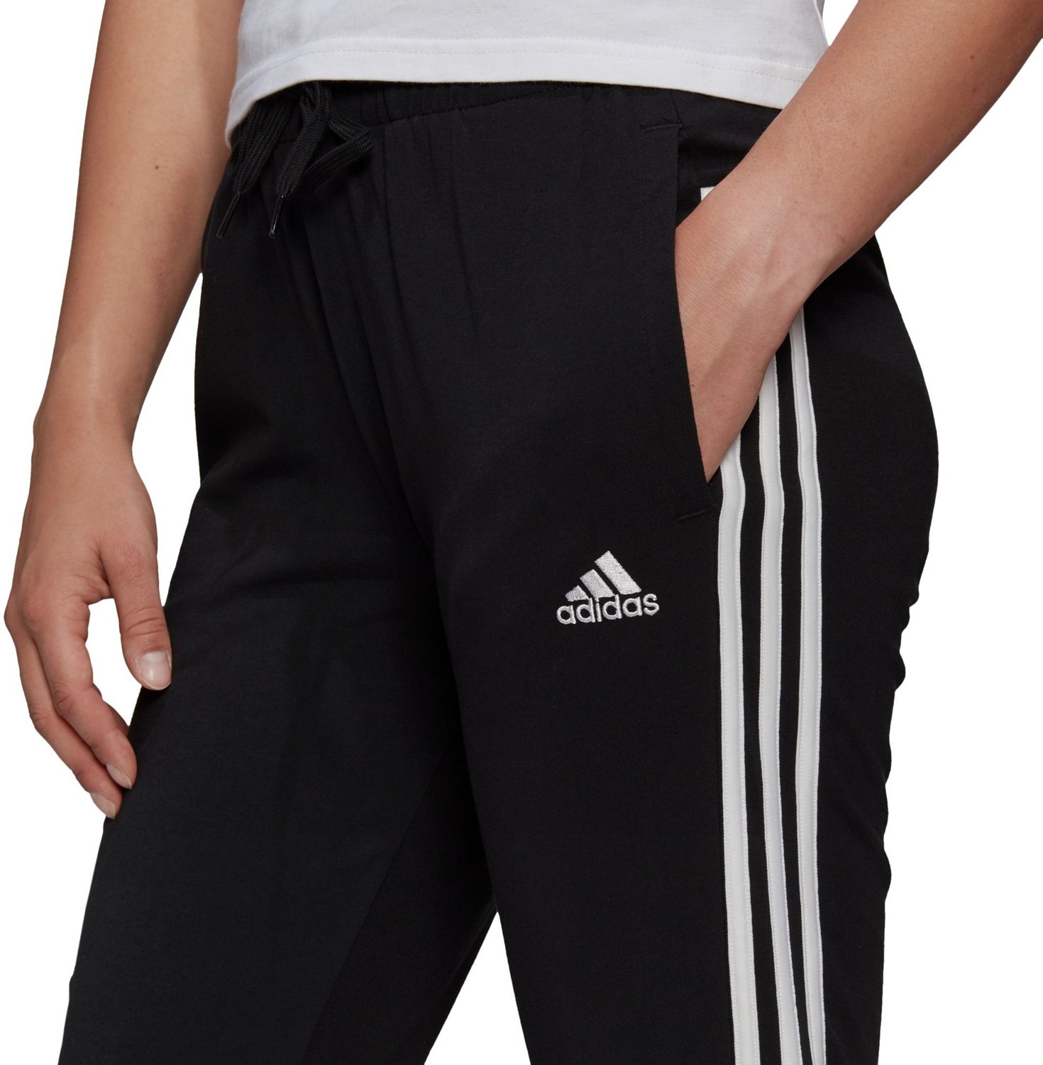 Adidas Women's Slim 3 Stripe Fleece Cuff Pant