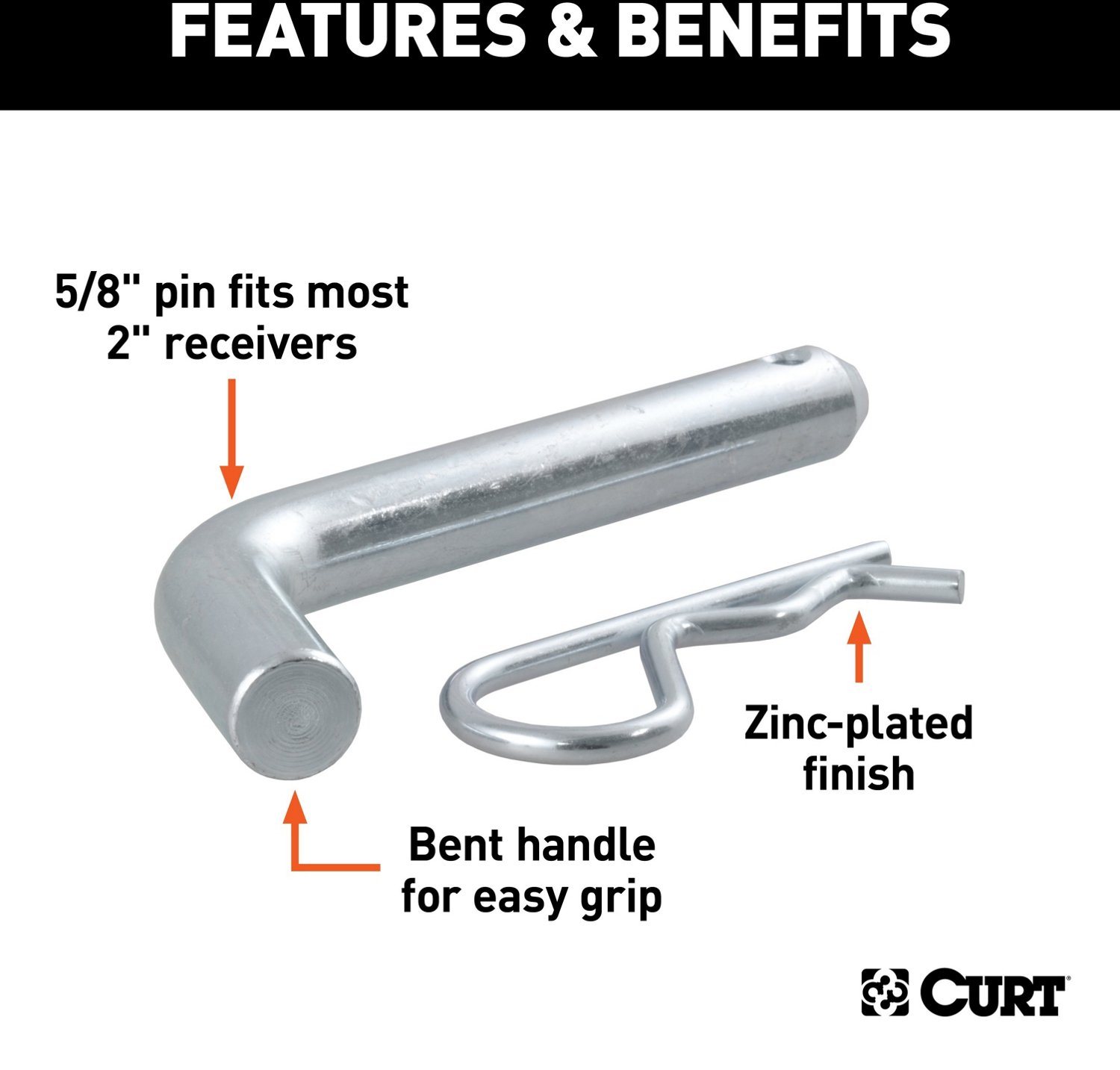 CURT Zinc 5/8 in Hitch Pin                                                                                                       - view number 3