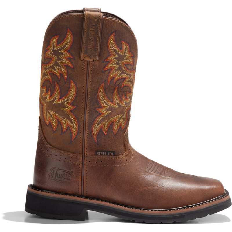 Justin Men's Stampede EH Steel Toe Wellington Work Boots Md Brown, 10.5 - Wellington Steel Toe Work Boots at Academy Sports product image