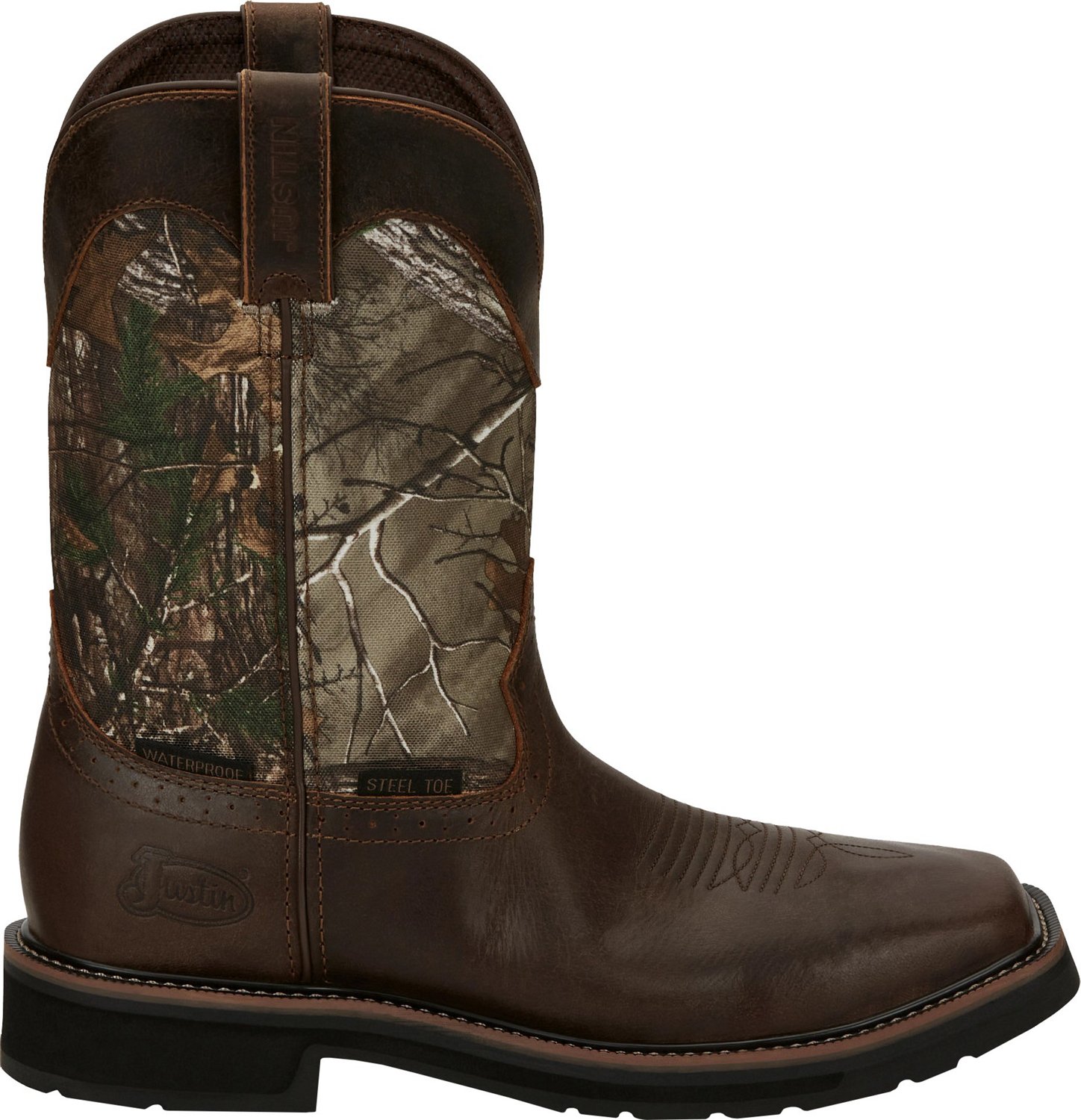 Justin men's stampede wellington steel toe snake on sale boots